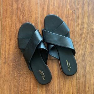 Cole Haan Anica Black Leather Criss Cross Sandals Womens Size 9